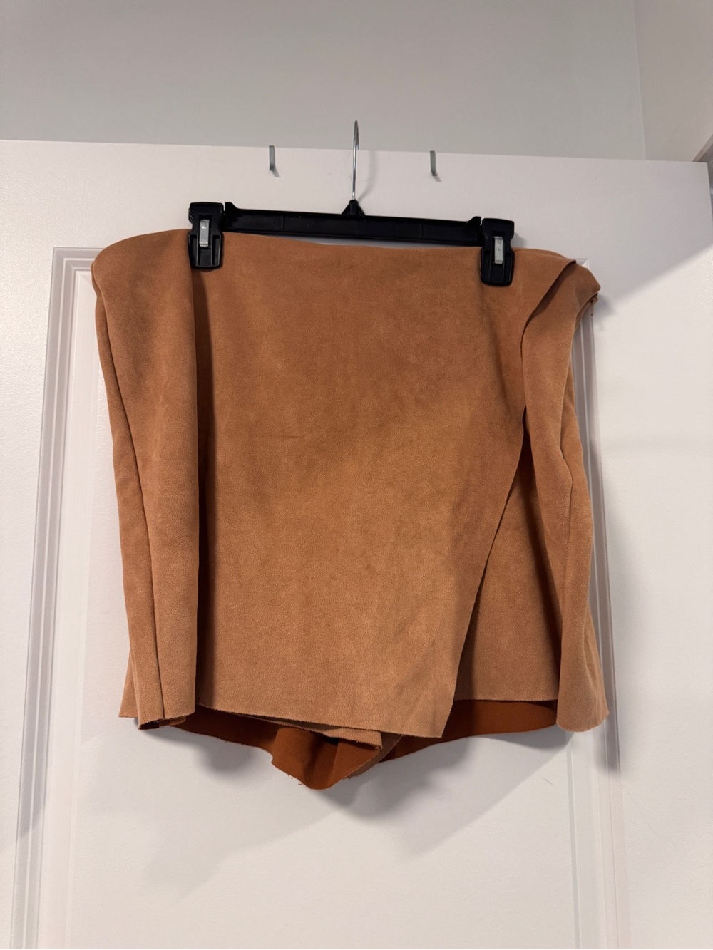 Plus Size Suede-Look Camel Mini Skort
